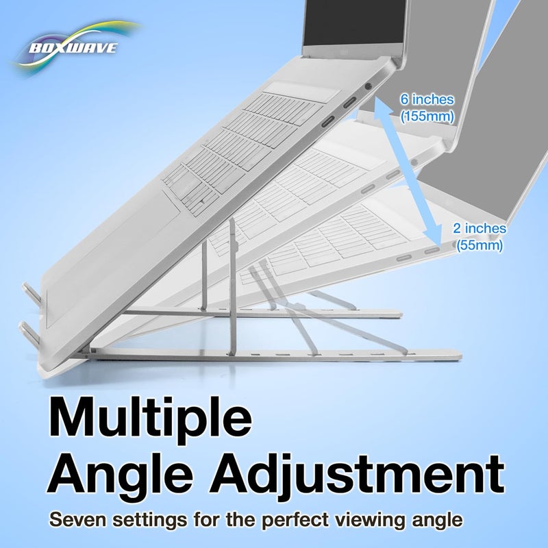 BoxWave Stand and Mount Compatible with Lenovo Yoga Book 9i - Compact QuickSwitch Stand, Portable Multi Angle Viewing Foldable Riser - Metallic Silver - Image 3
